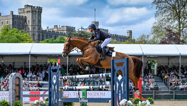 Laura Kraut leads the way in the CSI5* 1.50m Manama Rose Show Stakes at Royal Windsor Horse Show