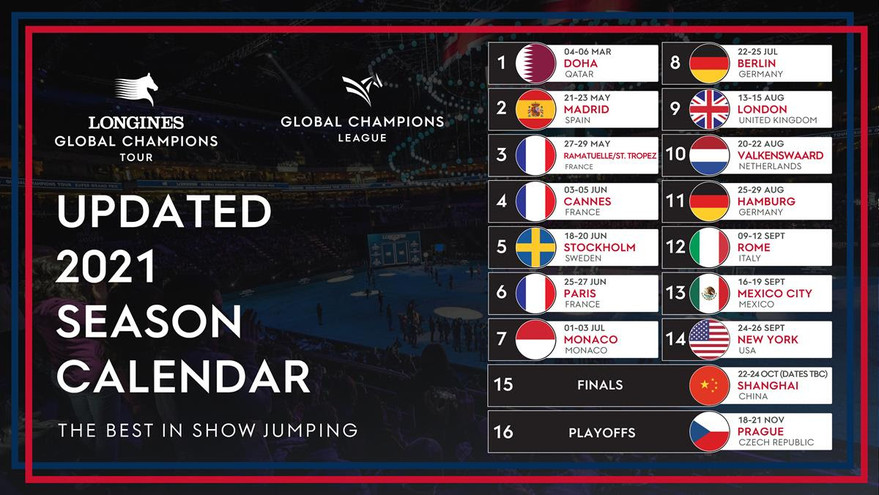 Updated Global Champions calendar for 2021 announced